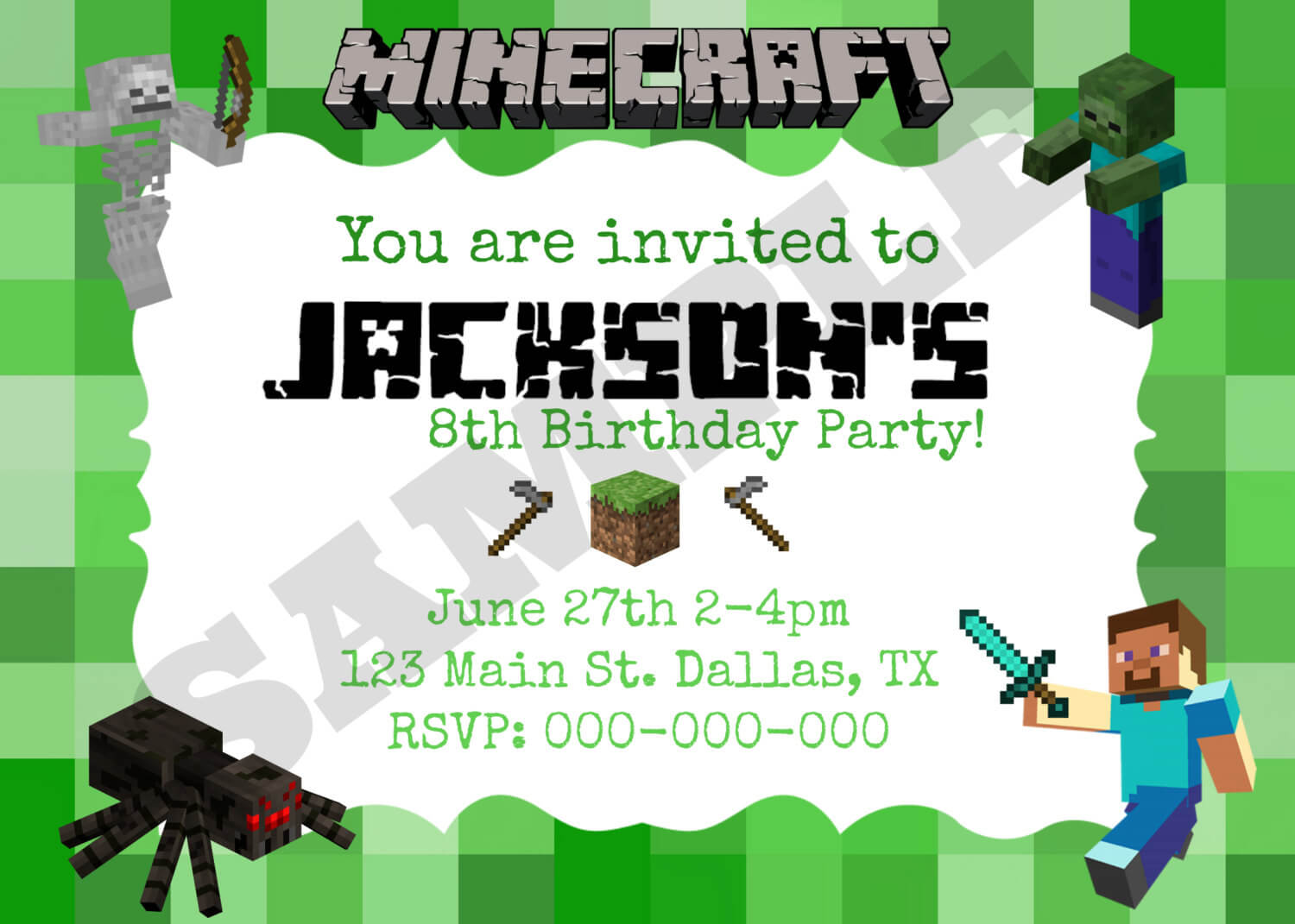 40Th Birthday Ideas: Minecraft Birthday Invitation Template Free Within Minecraft Birthday Card Template