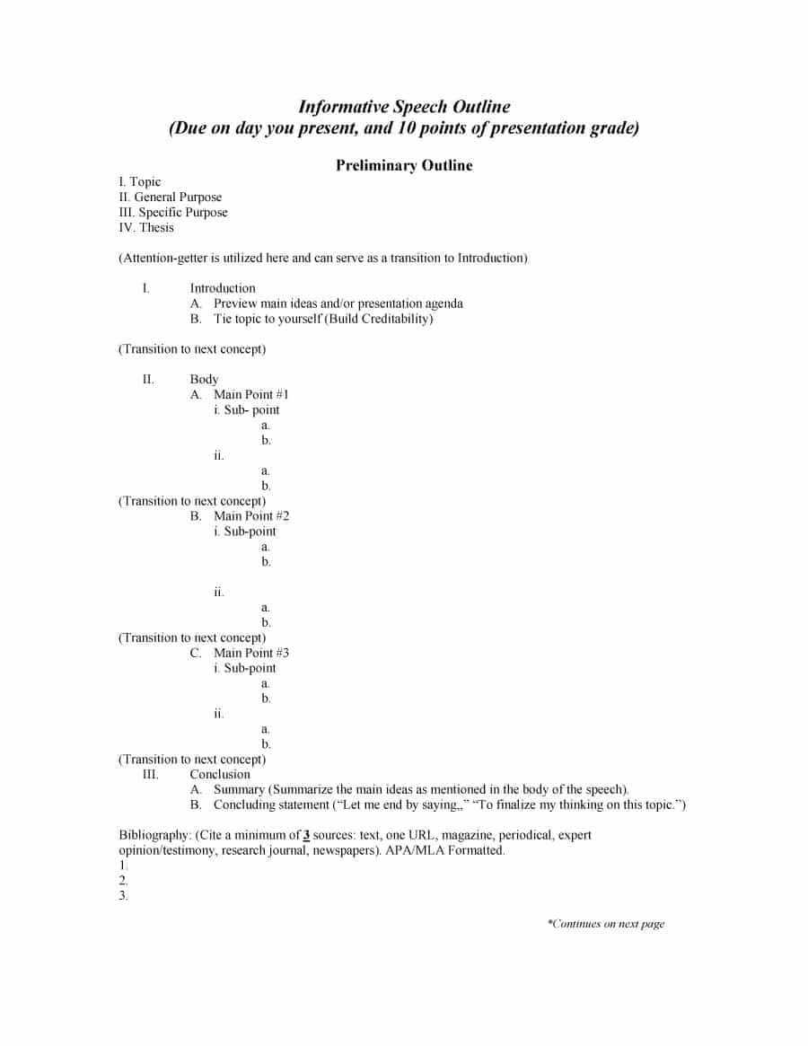 43 Informative Speech Outline Templates & Examples With Speech Outline Template Word