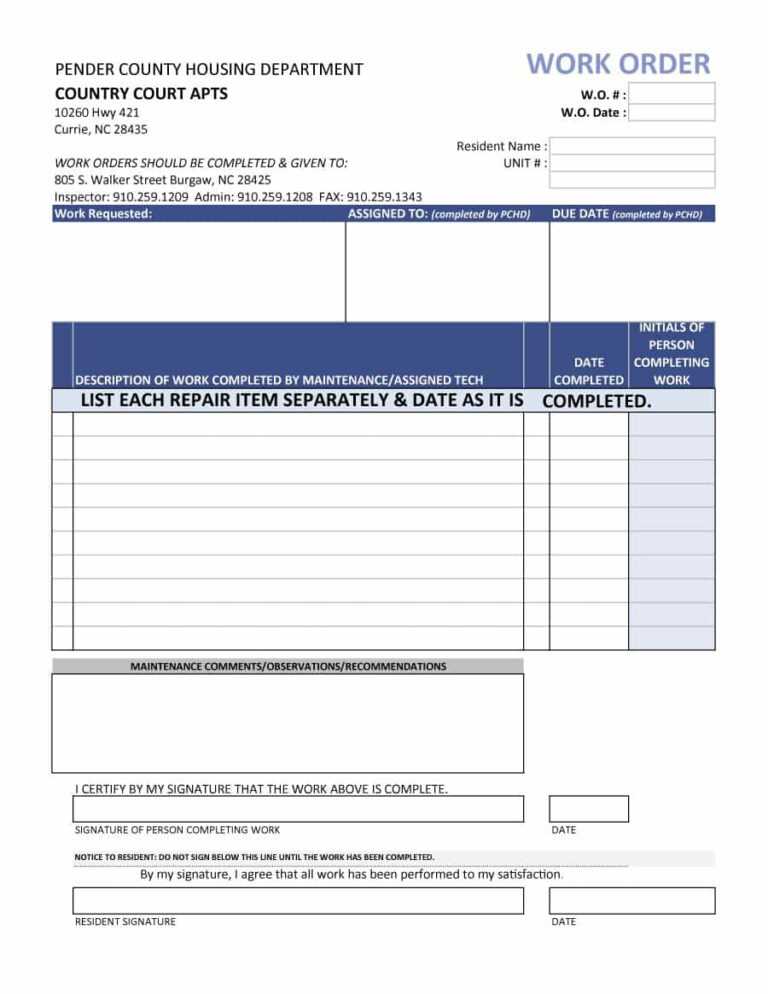 Maintenance Job Card Template - Professional Template