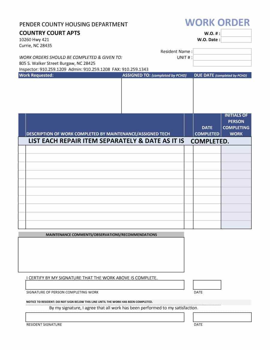 43+ Work Order Templates Download - Pdf Work Order Format!! With Maintenance Job Card Template