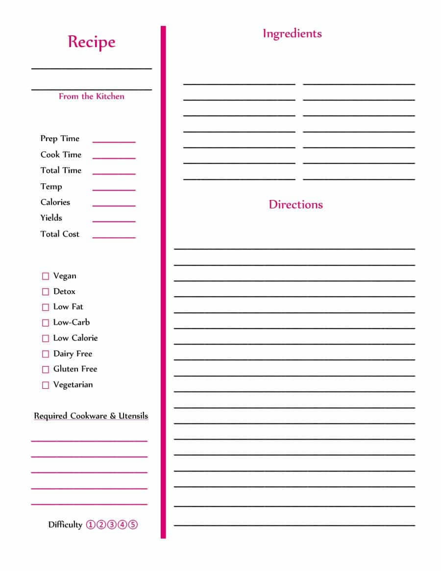 44 Perfect Cookbook Templates [+Recipe Book & Recipe Cards] In Blank Table Of Contents Template Pdf