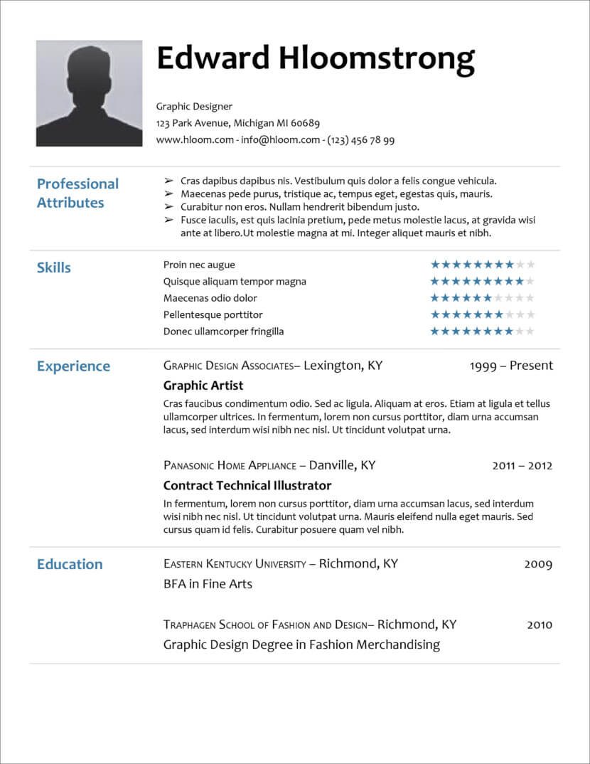45 Free Modern Resume / Cv Templates – Minimalist, Simple With Resume Templates Word 2010