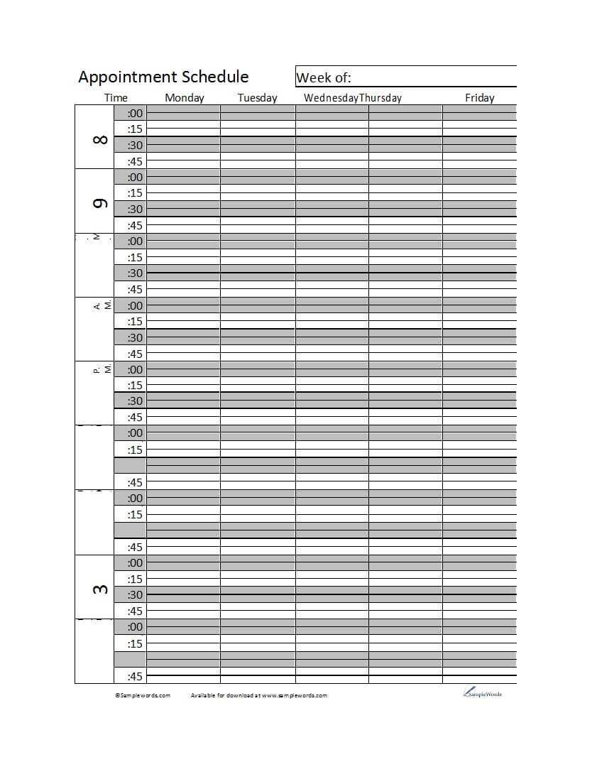 45 Printable Appointment Schedule Templates [& Appointment With Regard To Appointment Sheet Template Word