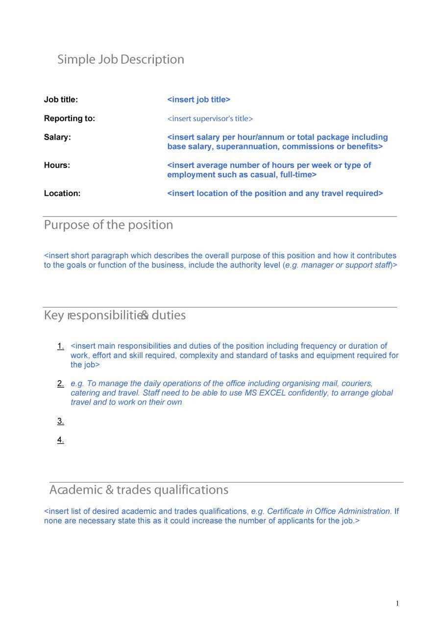 47 Job Description Templates & Examples ᐅ Template Lab Intended For Job Descriptions Template Word