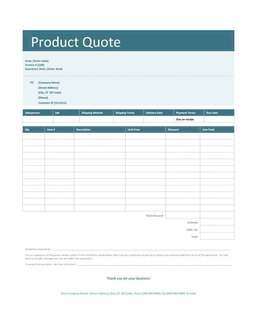 47 Professional Quote Templates (100% Free Download) ᐅ In Blank Estimate Form Template