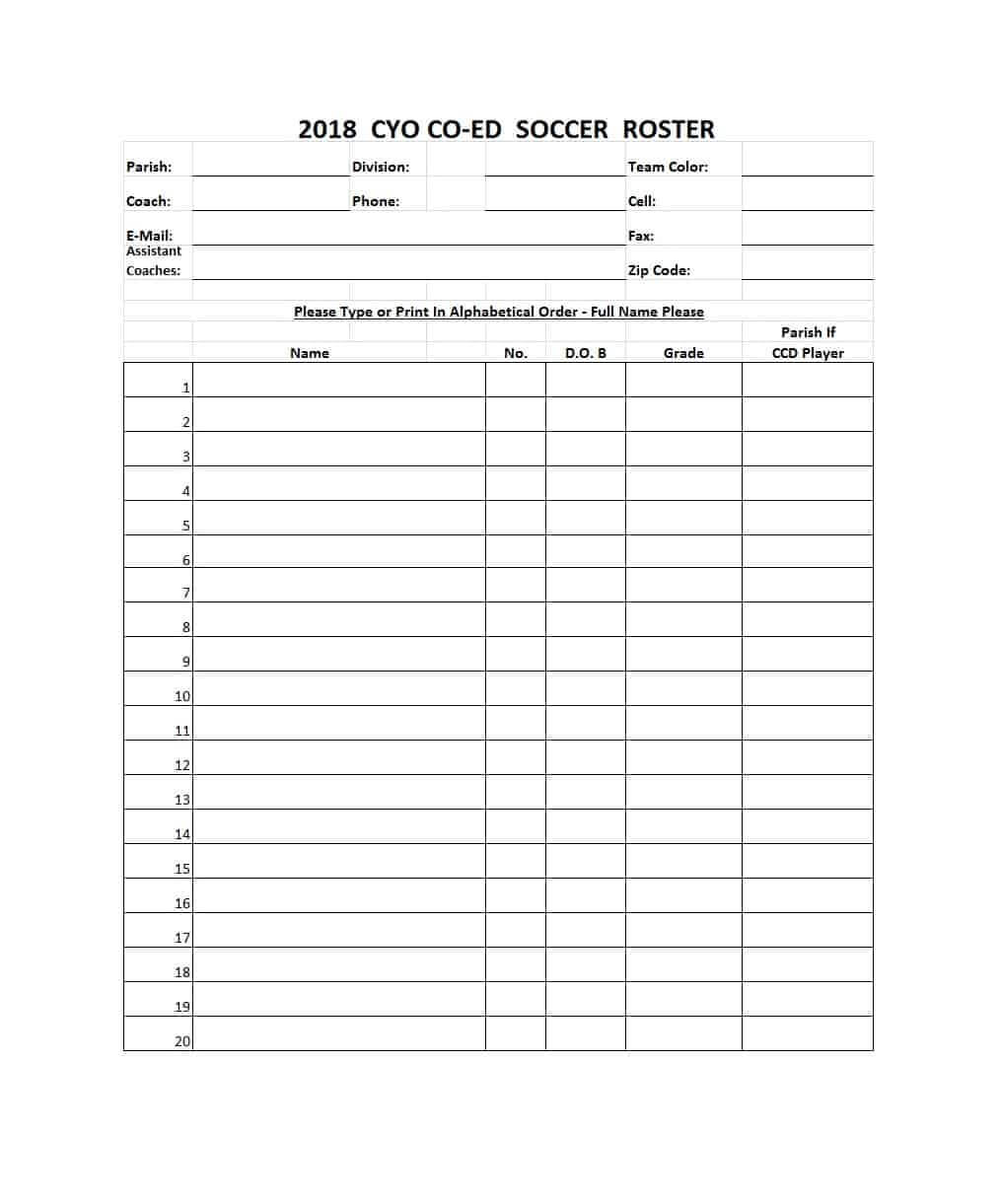 49 Printable Soccer Roster Templates (Soccer Lineup Sheets) ᐅ Throughout Soccer Report Card Template
