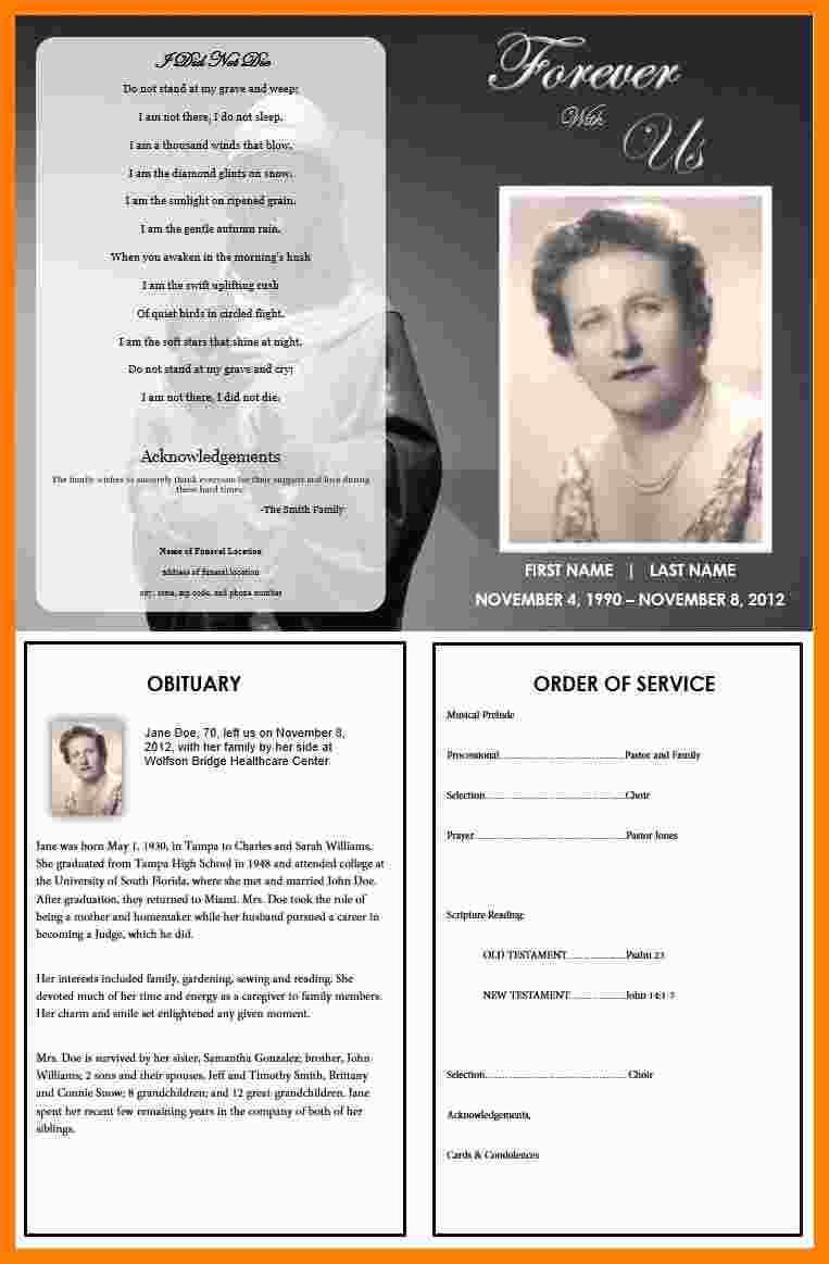 5+ Free Sample Obituary For Funeral Program | Marlows Jewellers Pertaining To Memorial Brochure Template