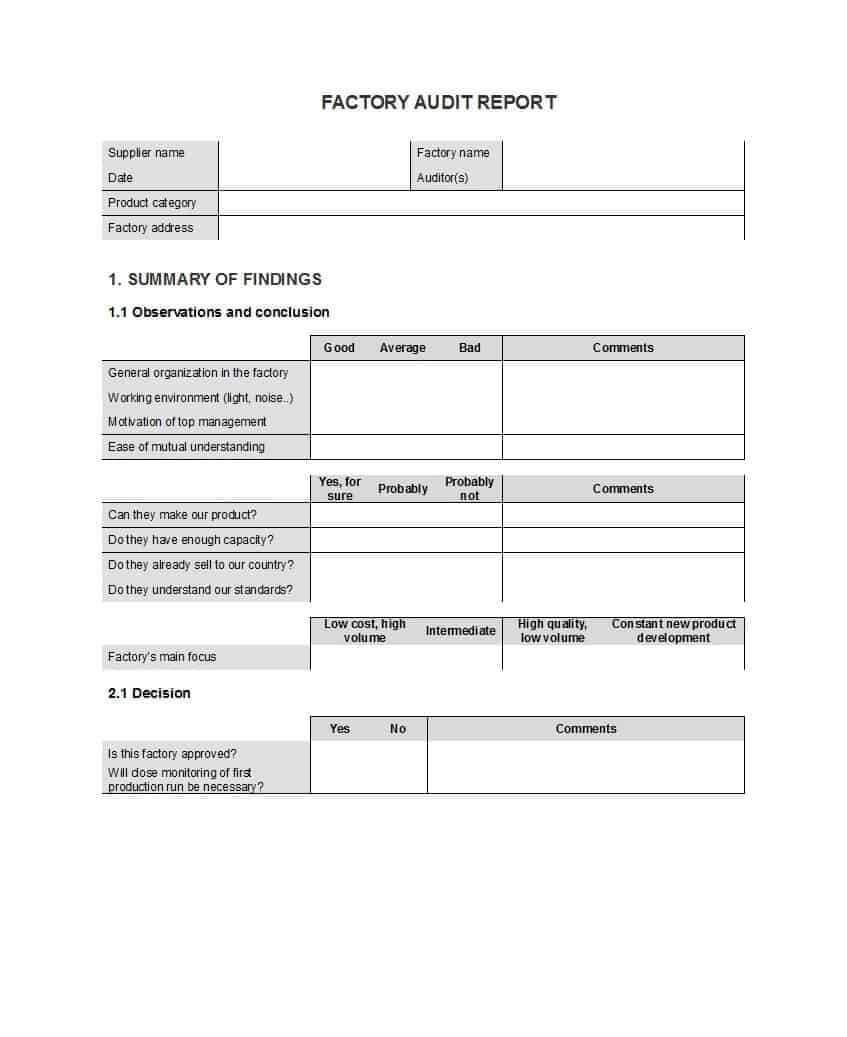 50 Free Audit Report Templates (Internal Audit Reports) ᐅ For Audit Findings Report Template