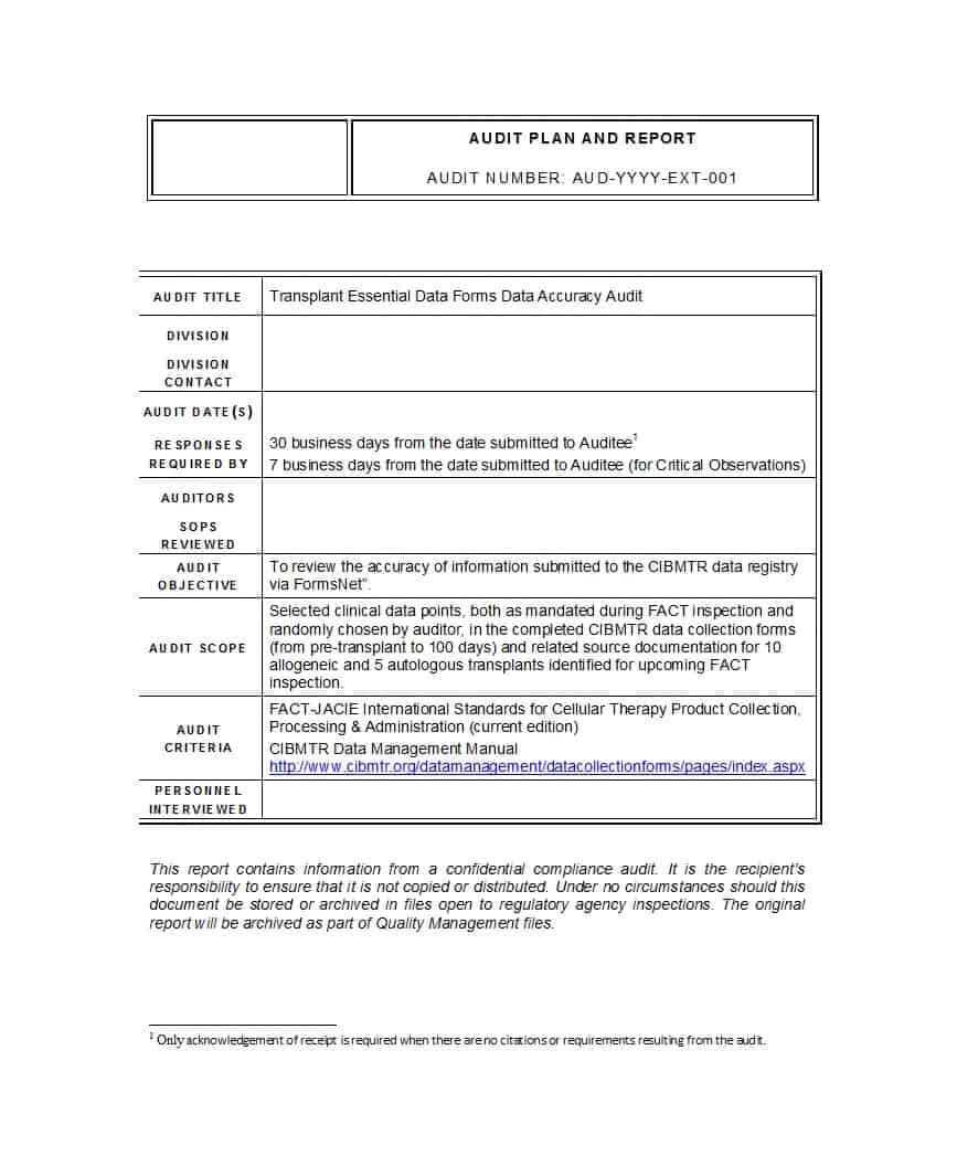 Internal Control Audit Report Template Professional Template