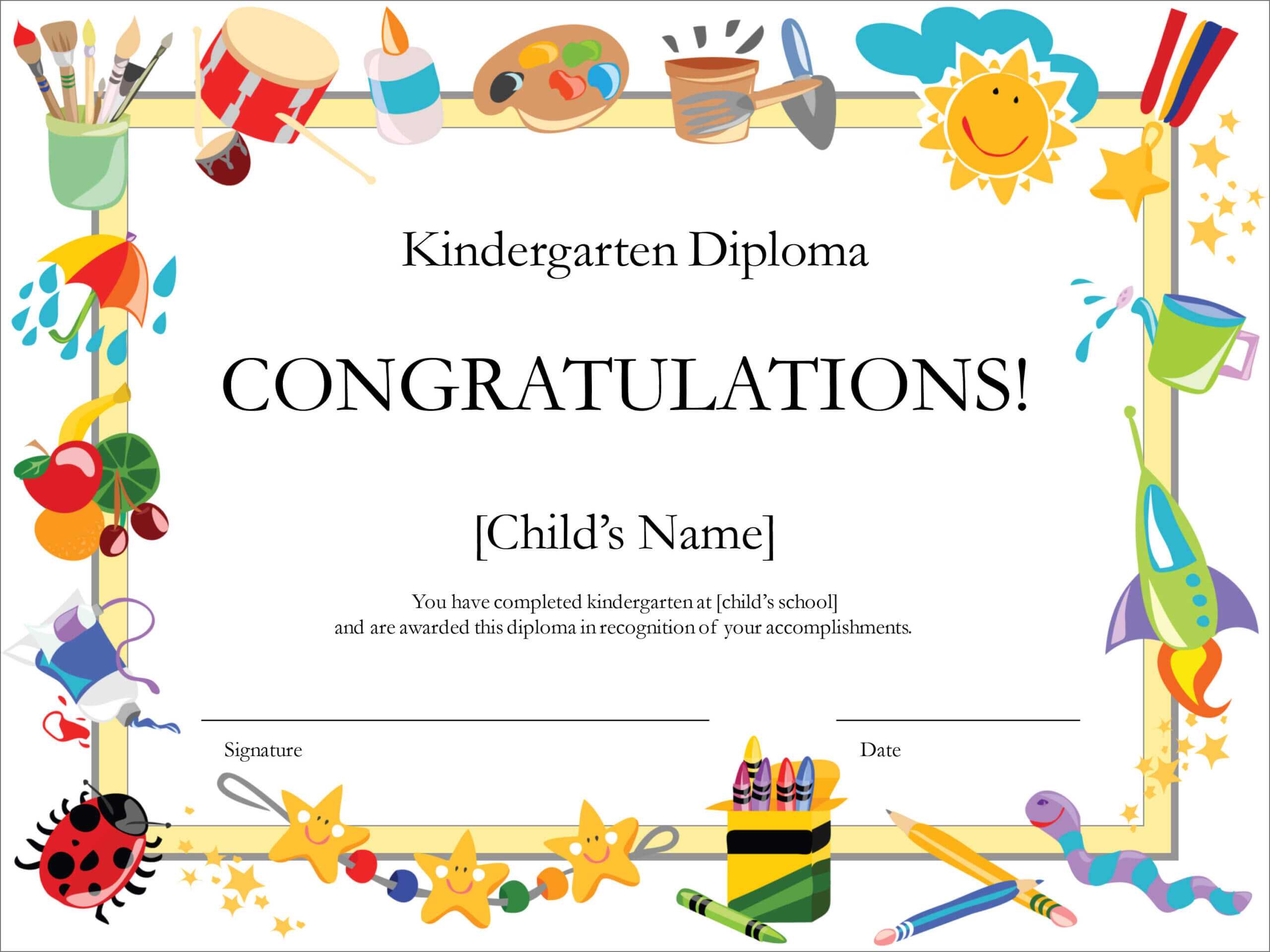 50 Free Creative Blank Certificate Templates In Psd Pertaining To Preschool Graduation Certificate Template Free