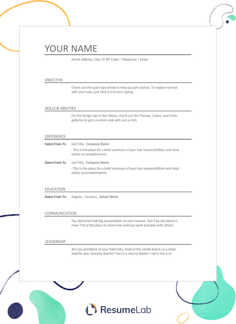 50+ Free Resume Templates For Microsoft Word To Download Within Free Blank Resume Templates For Microsoft Word