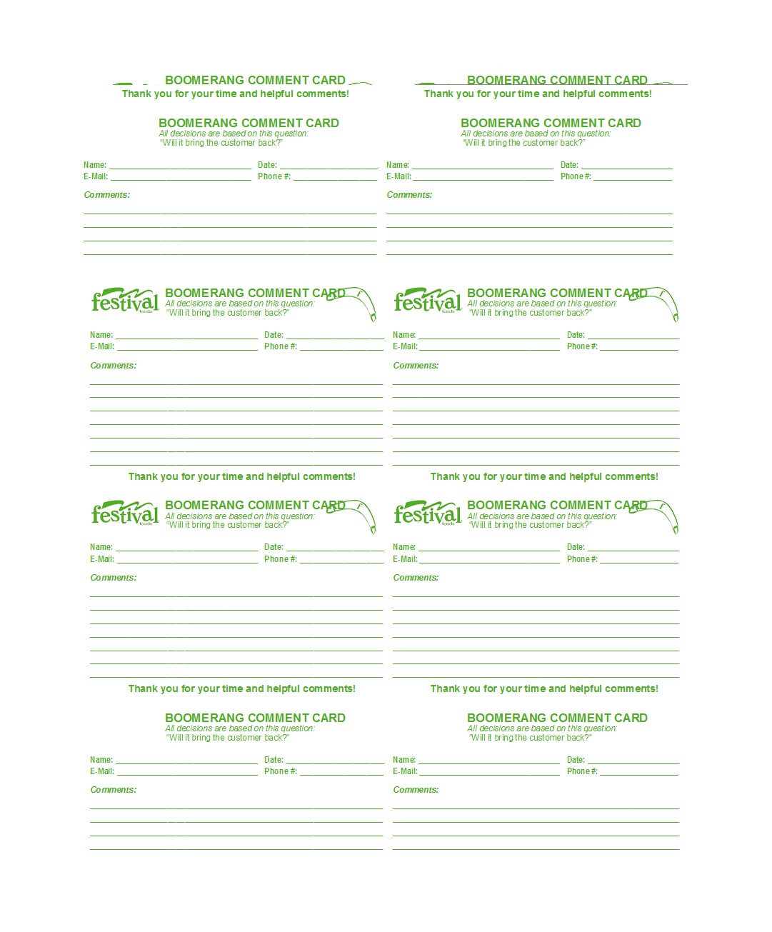 50 Printable Comment Card & Feedback Form Templates ᐅ Pertaining To Restaurant Comment Card Template