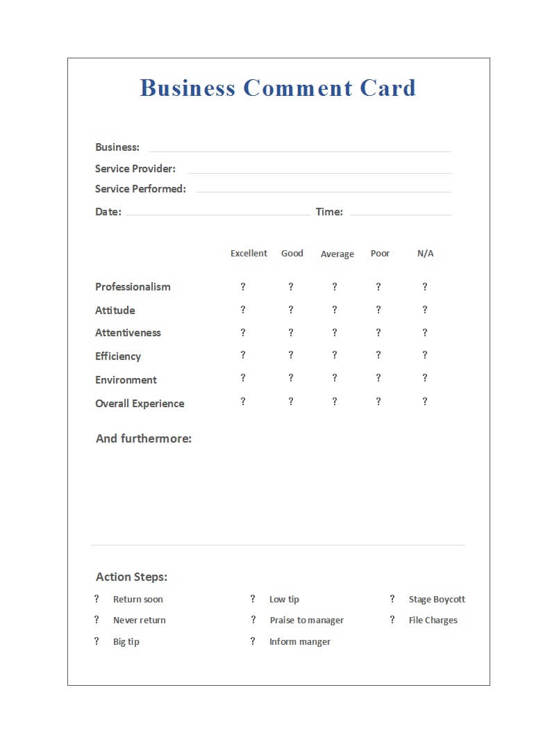 50 Printable Comment Card & Feedback Form Templates ᐅ Throughout Event Survey Template Word