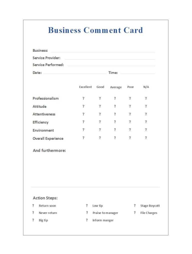 Survey Card Template Professional Template