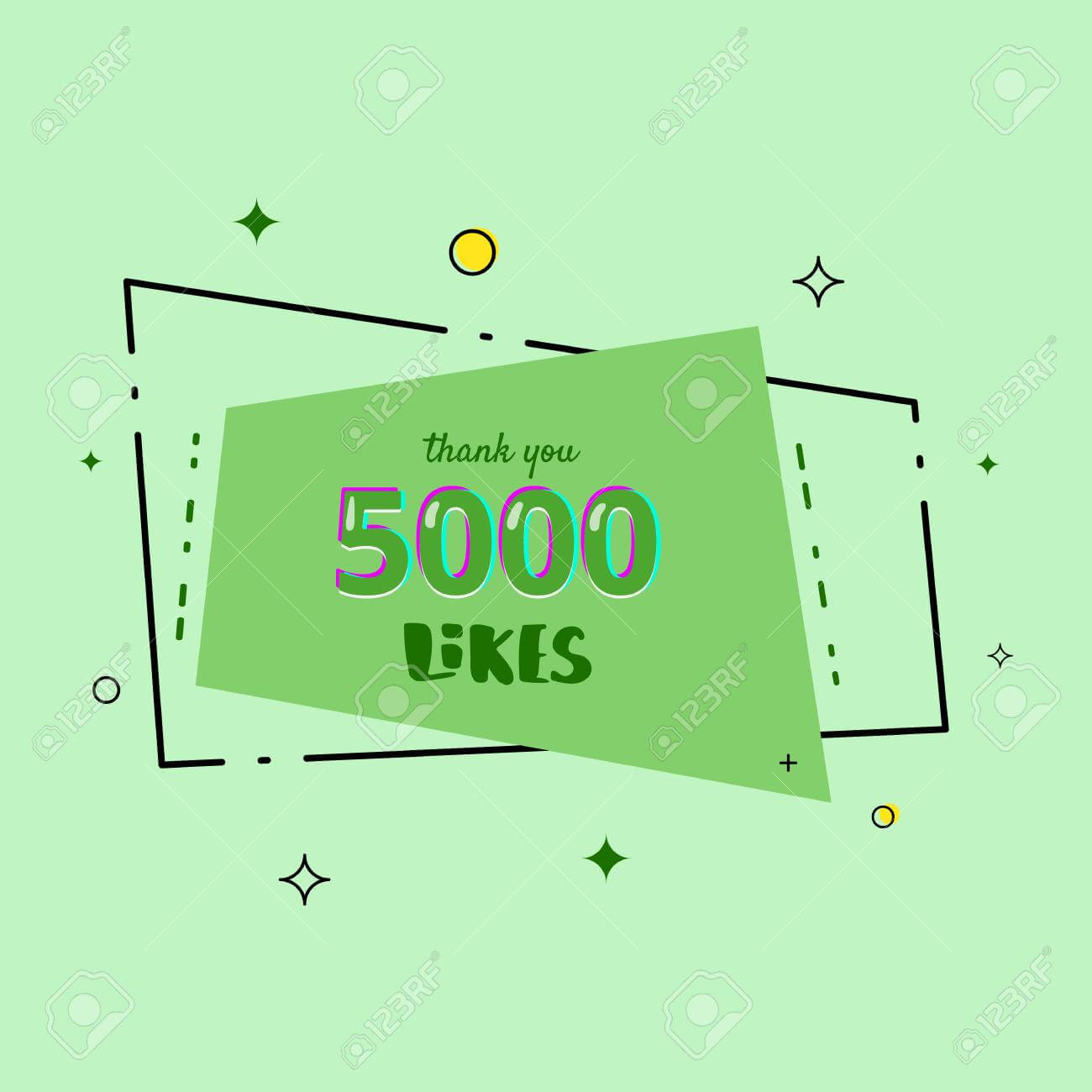 5000 Likes Thank You Card. Template For Social Media. Vector.. Inside Soccer Thank You Card Template