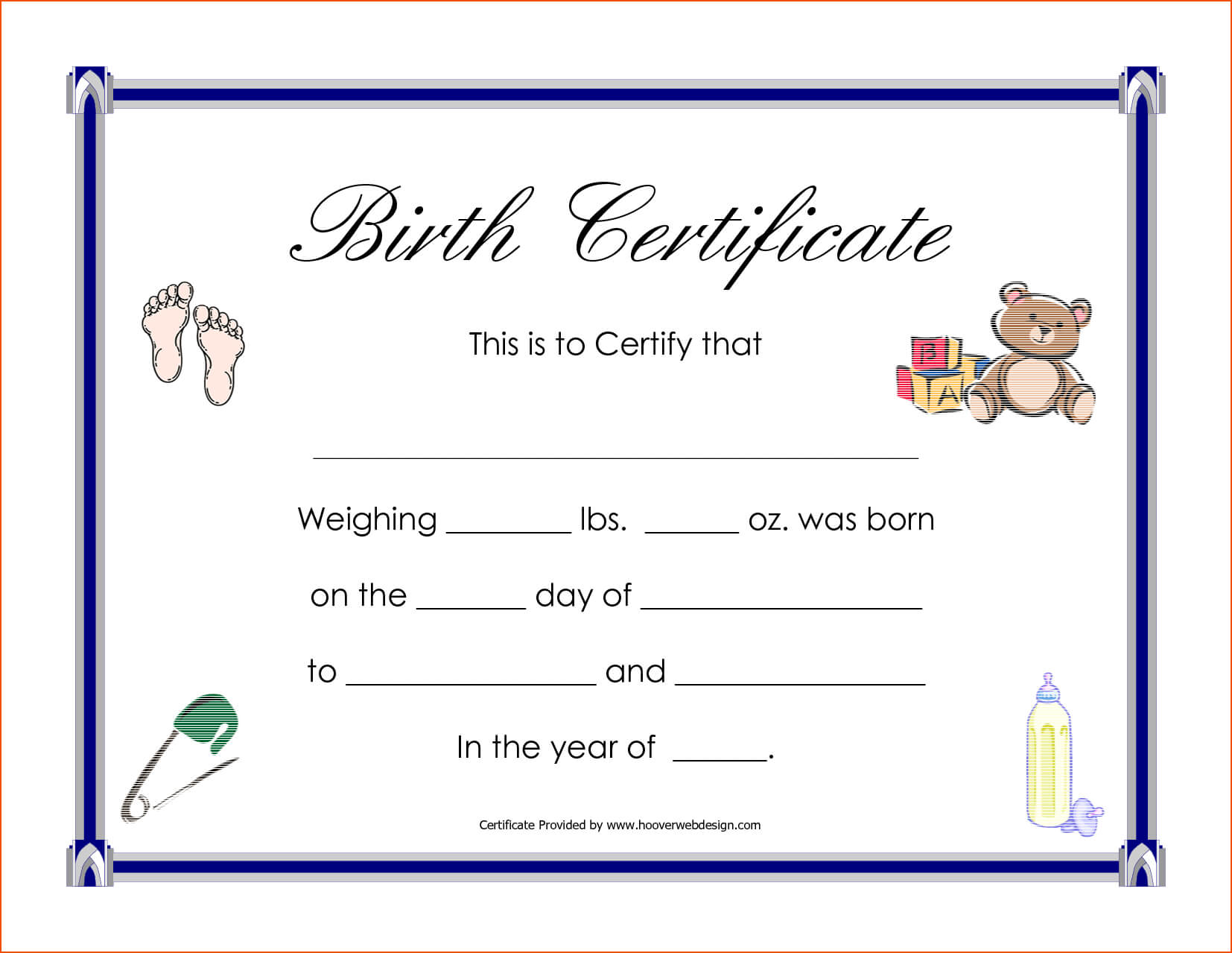 6+ Birth Certificate Templates – Bookletemplate Intended For Editable Birth Certificate Template