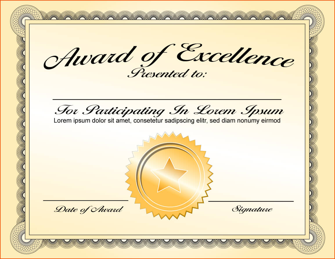 6+ Certificate Award Template – Bookletemplate For Free Template For Certificate Of Recognition