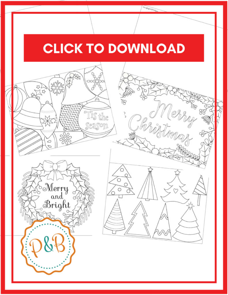 6 Unique Christmas Cards To Color Free Printable Download For Diy Christmas Card Templates