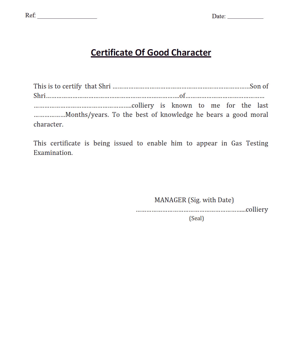 7+ Character Certificate Templates – Word Excel Samples Throughout Good Conduct Certificate Template