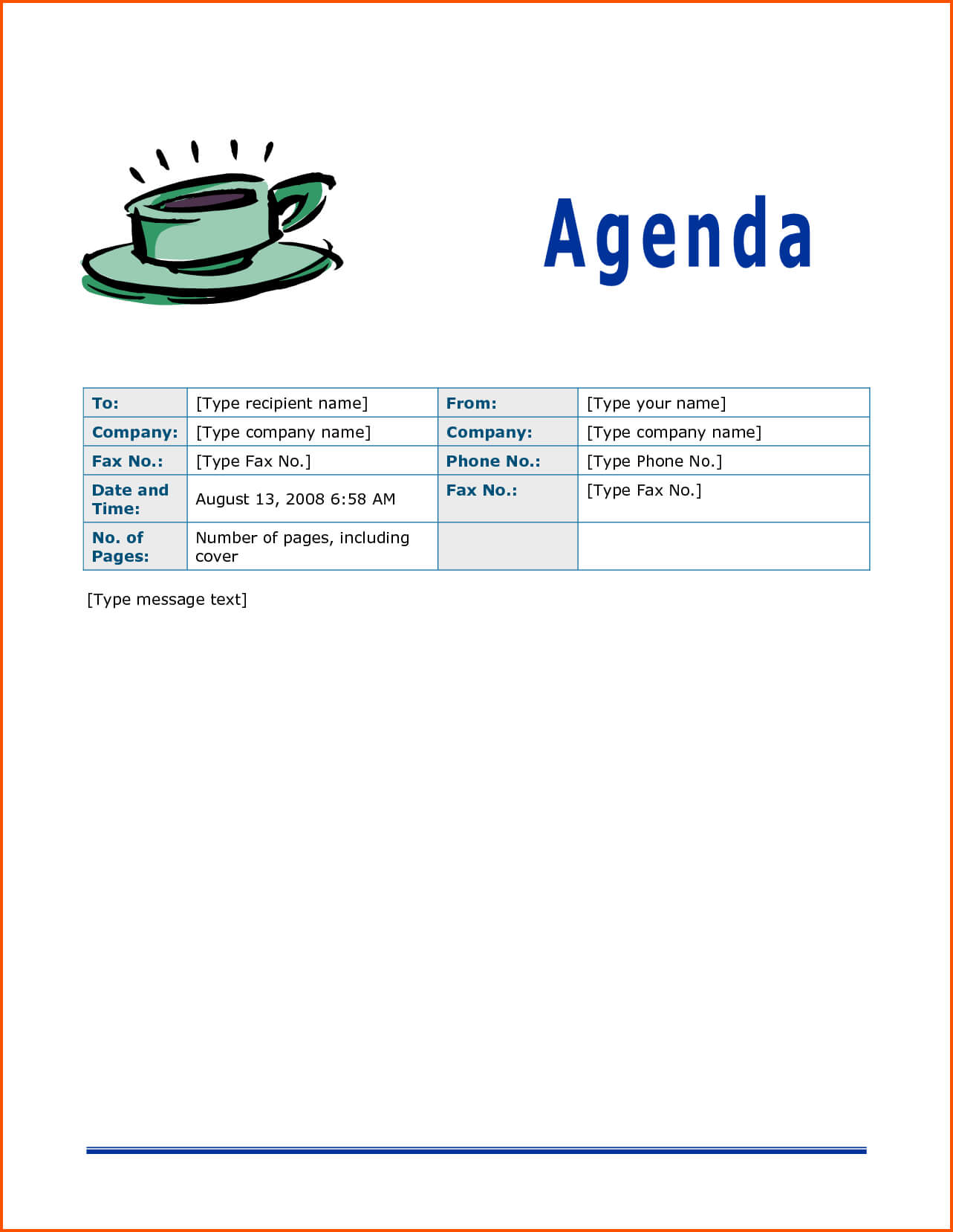 7+ Fax Template Word | Survey Template Words In Agenda Template Word 2010