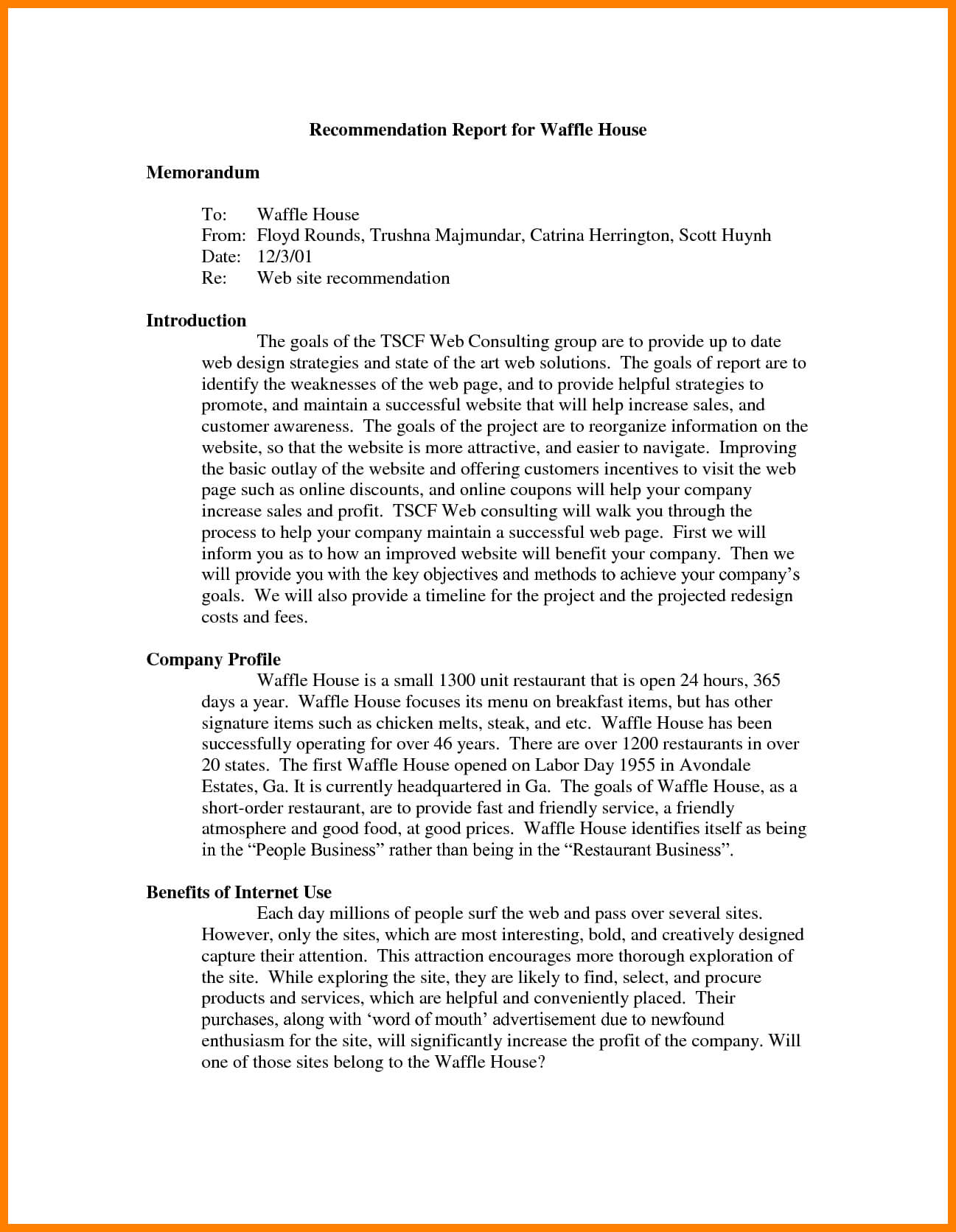 7+ Recommendation Report Example | Letter Adress In Recommendation Report Template