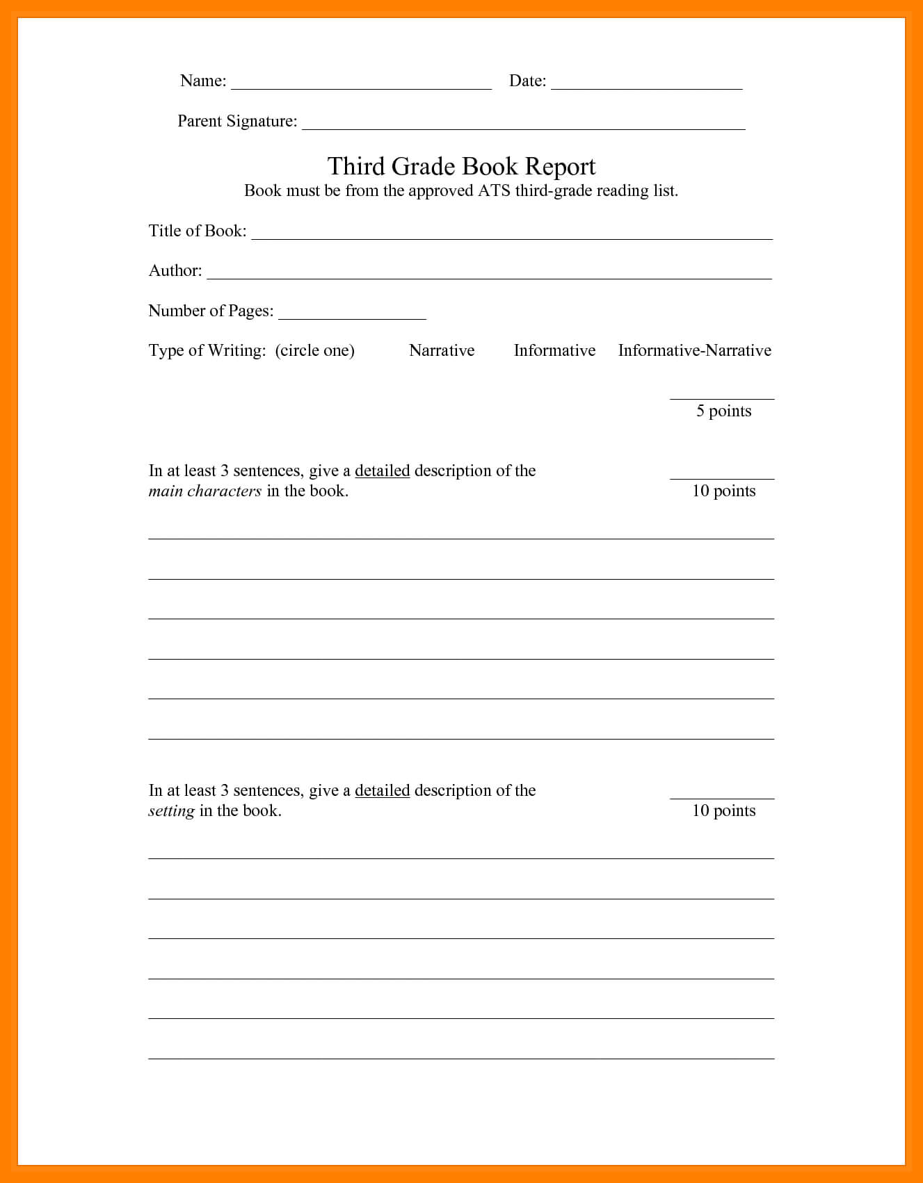 8+ 3Rd Grade Book Report Template | Time Table Chart With Book Report Template 3Rd Grade