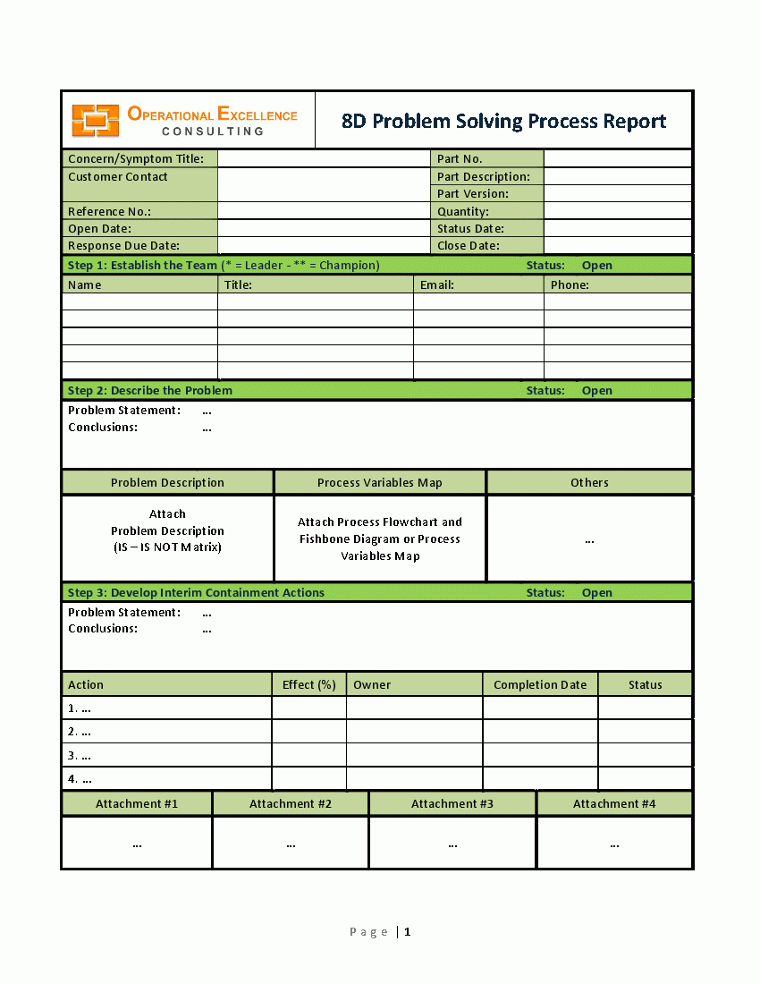 8D Problem Solving Process Report Template (Word) - Flevypro Throughout 8D Report Format Template