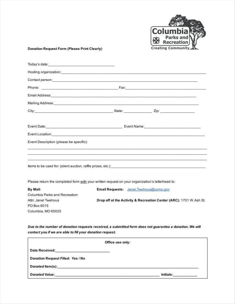 9+ Donation Application Form Templates Free Pdf Format Intended For Donation Card Template Free