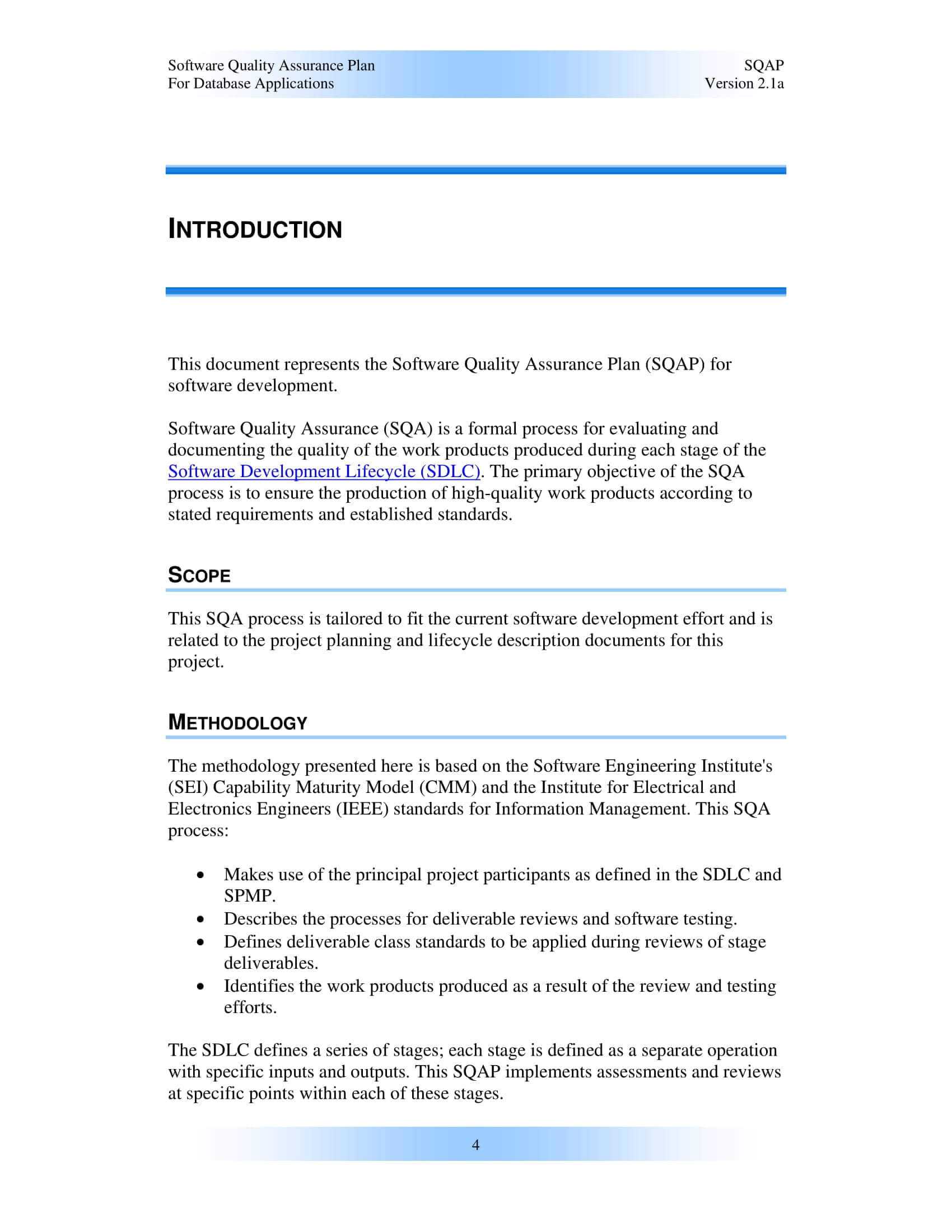 9+ Software Quality Assurance Plan Examples - Pdf | Examples Regarding Software Quality Assurance Report Template