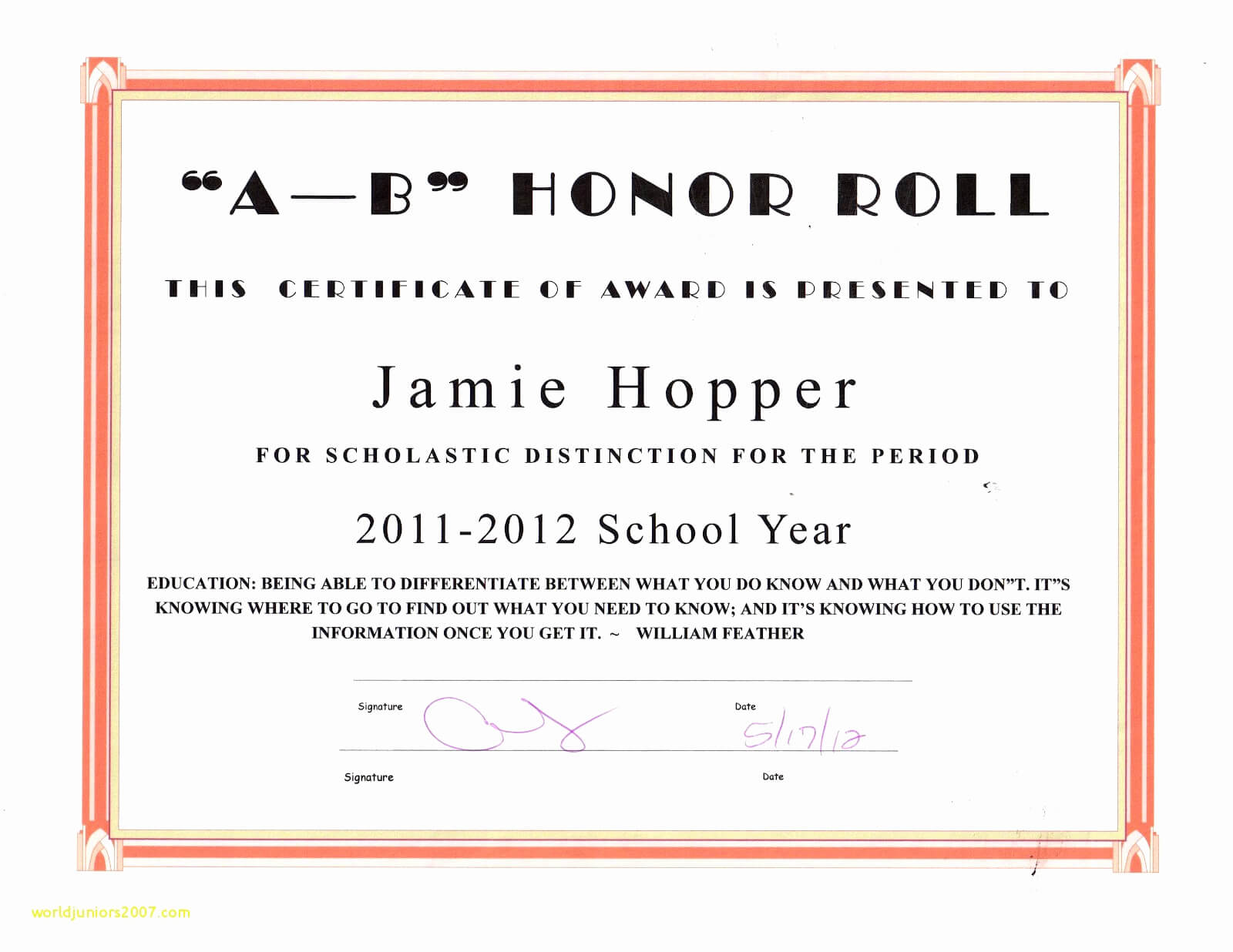 A/b Honor Roll Clipart In Honor Roll Certificate Template