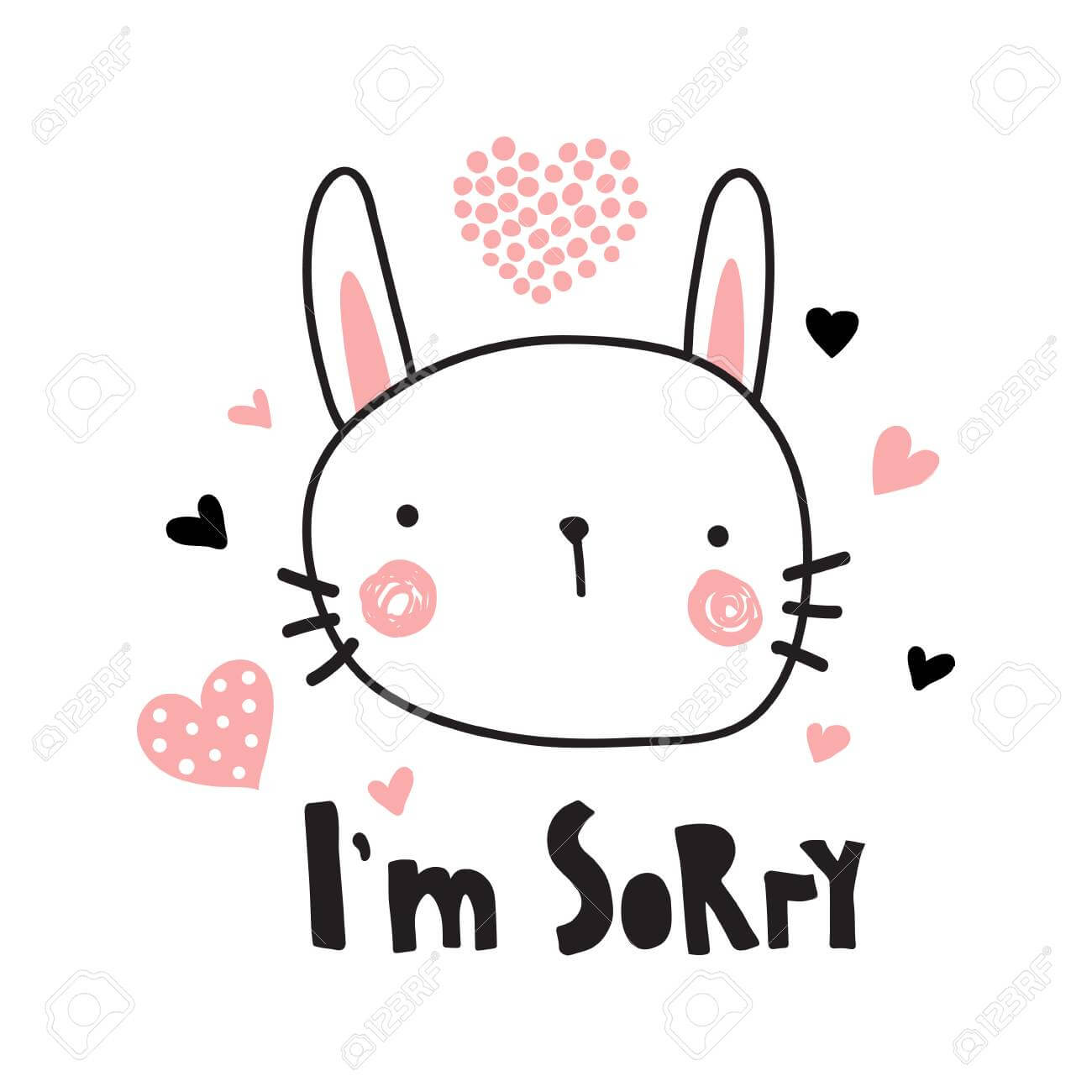 A Vector Template Of A Greeting Card, I'm Sorry Text And Cute.. For Sorry Card Template