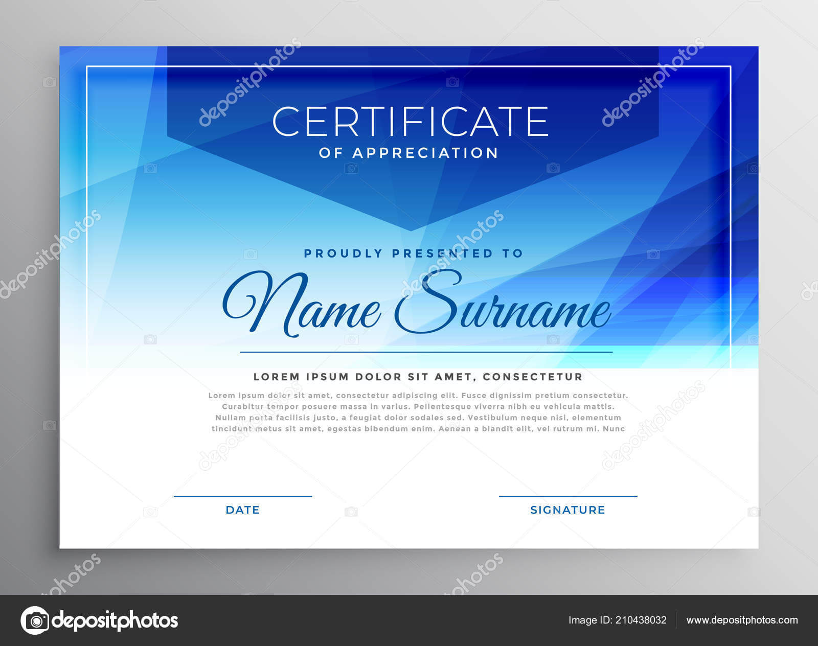 Abstract Blue Award Certificate Design Template — Stock Within Award Certificate Design Template