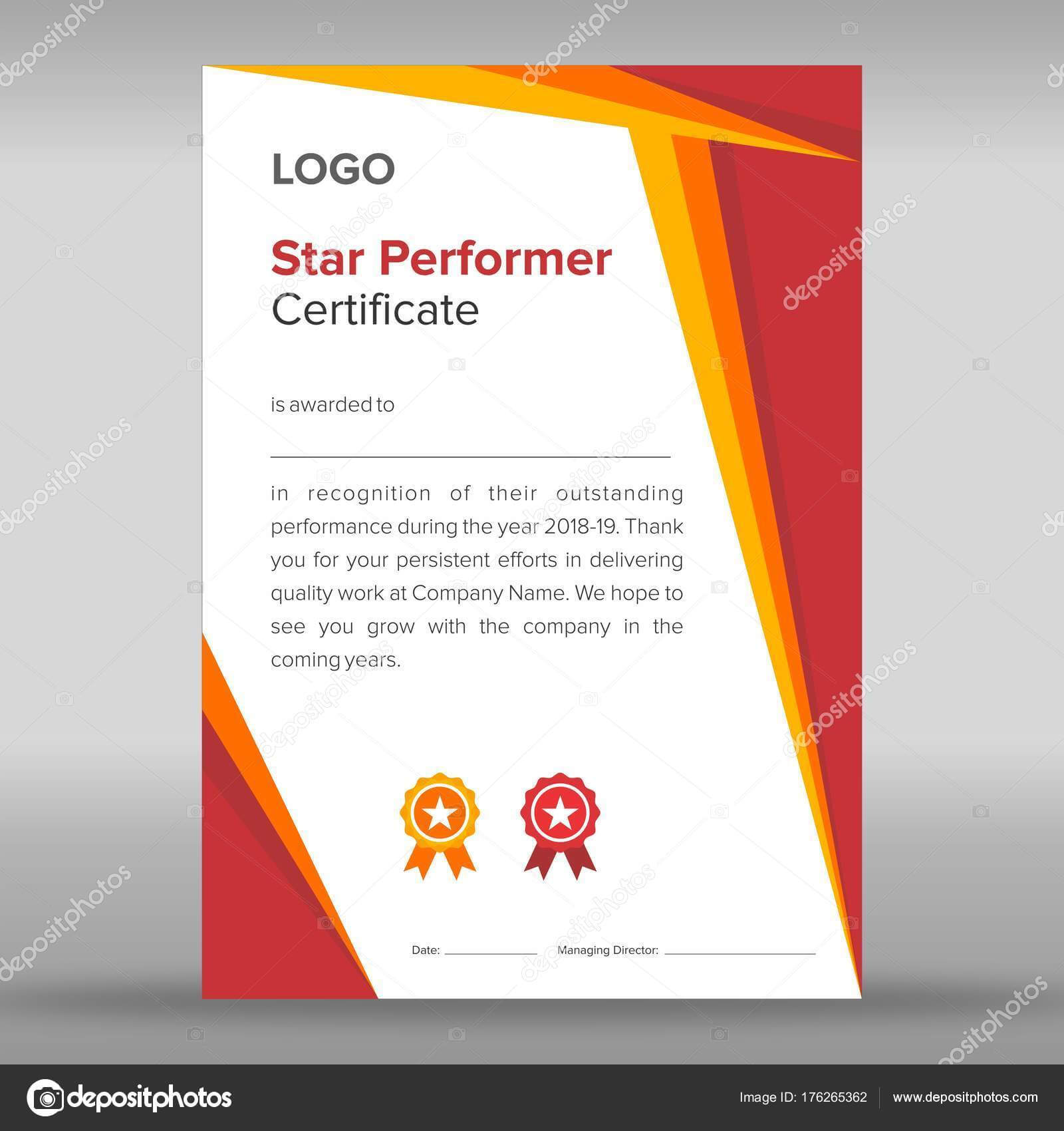 Abstract Geometric Gold And Red Certificate — Stock Vector Pertaining To Star Performer Certificate Templates
