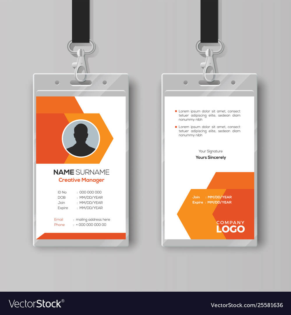 Abstract Orange Id Card Design Template Inside Conference Id Card Template