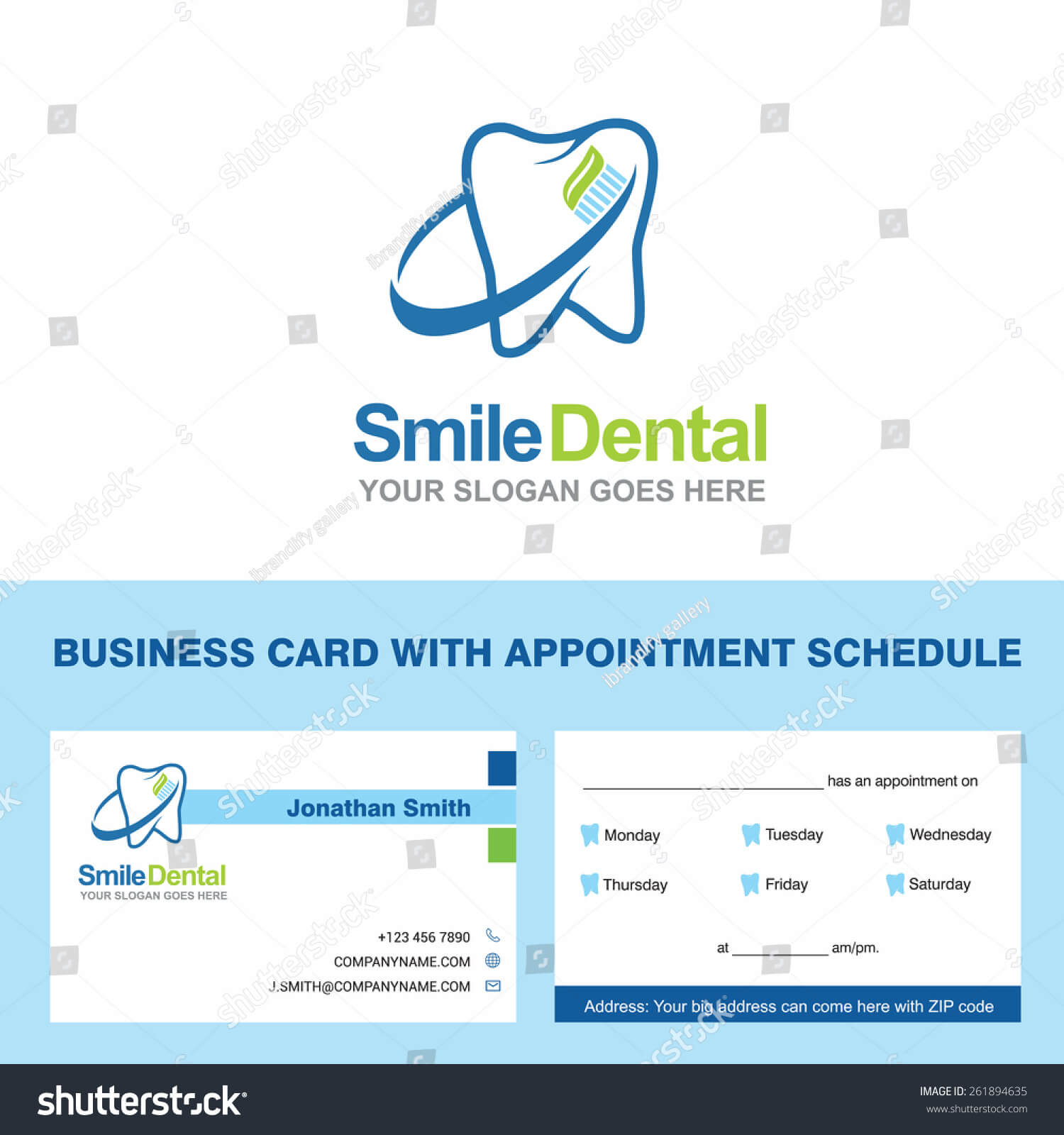 Abstract Vector Smile Dental Identity Concept Stock Vector Pertaining To Dentist Appointment Card Template