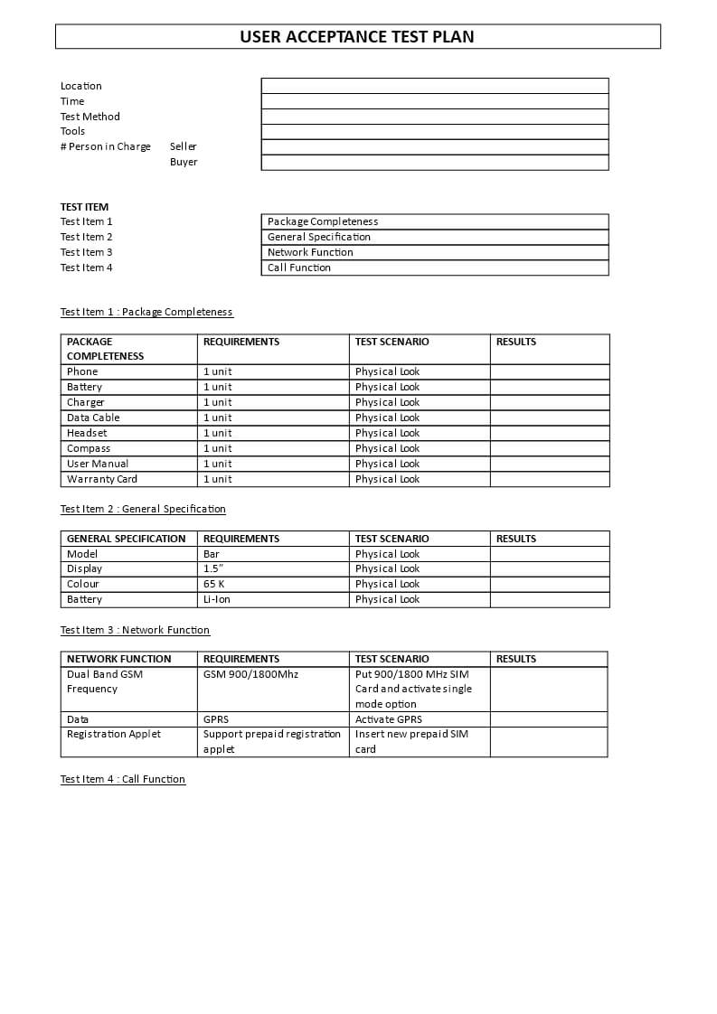 Acceptance Test Plan Template | Templates At With Regard To Acceptance Card Template