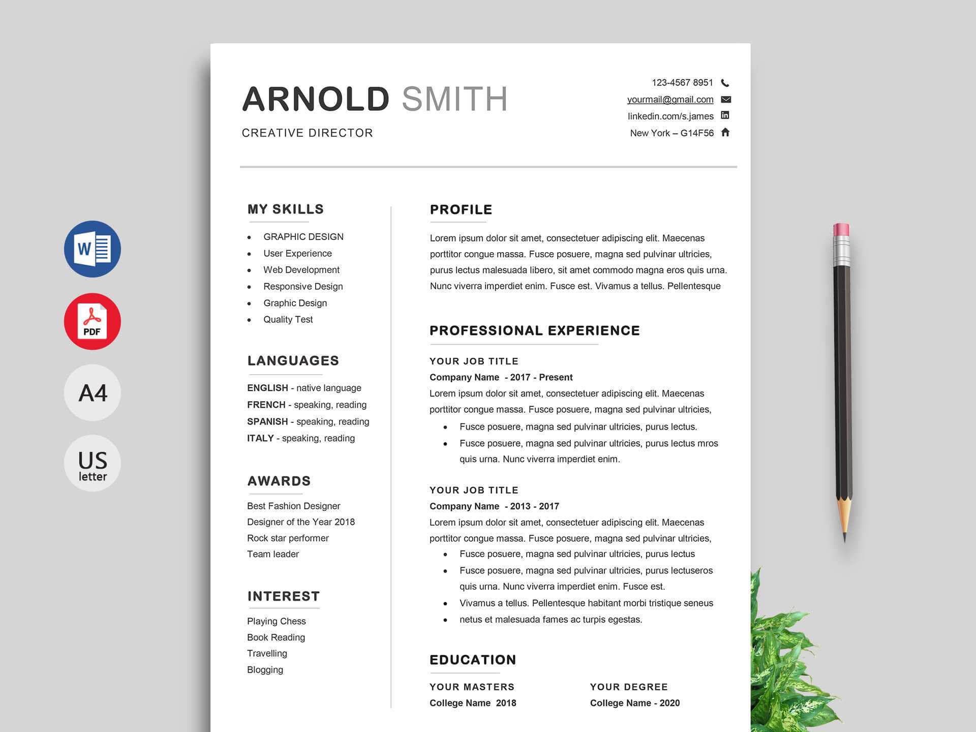 Ace Classic Cv Template Word - Resumekraft Inside Free Resume Template Microsoft Word