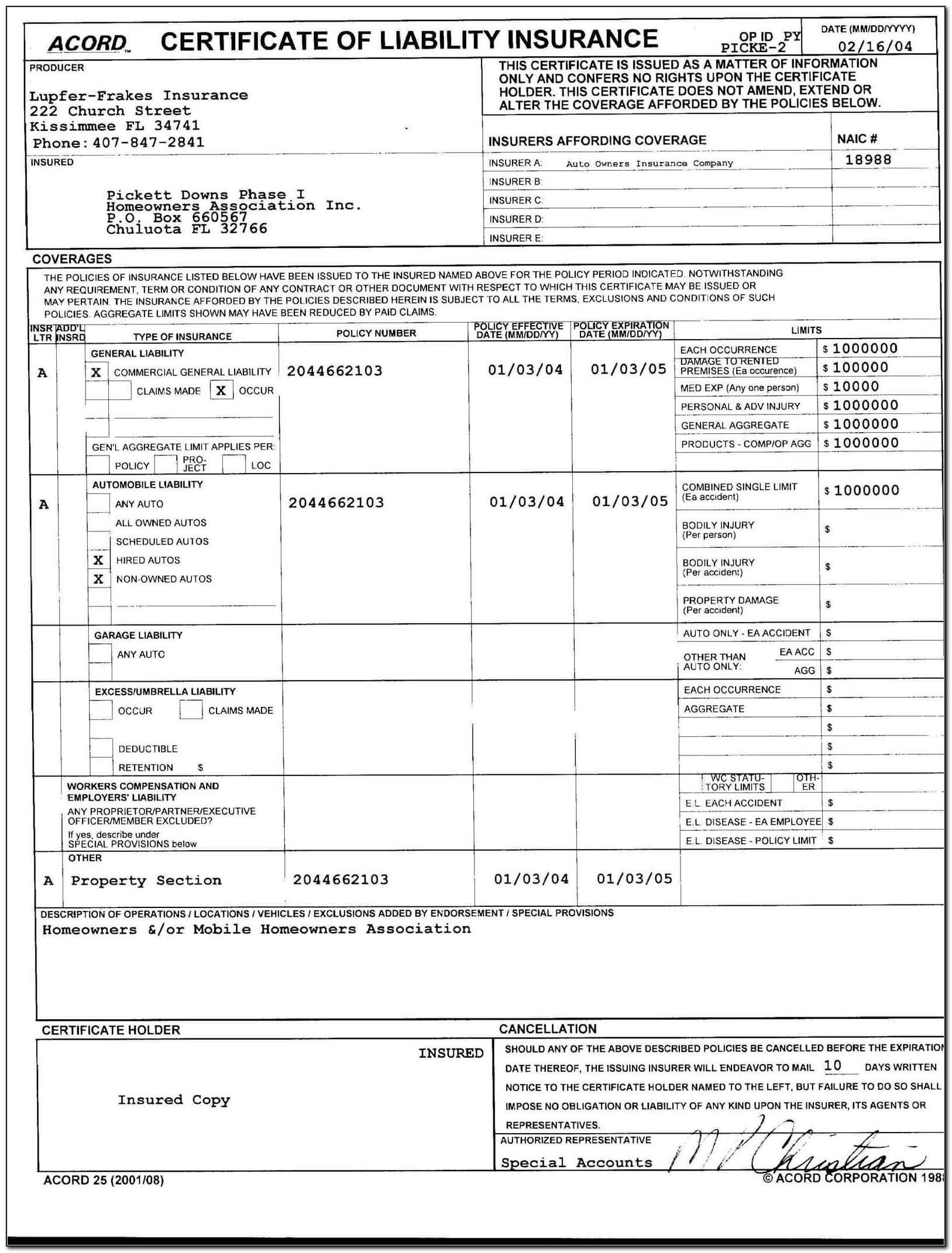 Acord Insurance Form Explanation – Form : Resume Examples For Acord Insurance Certificate Template