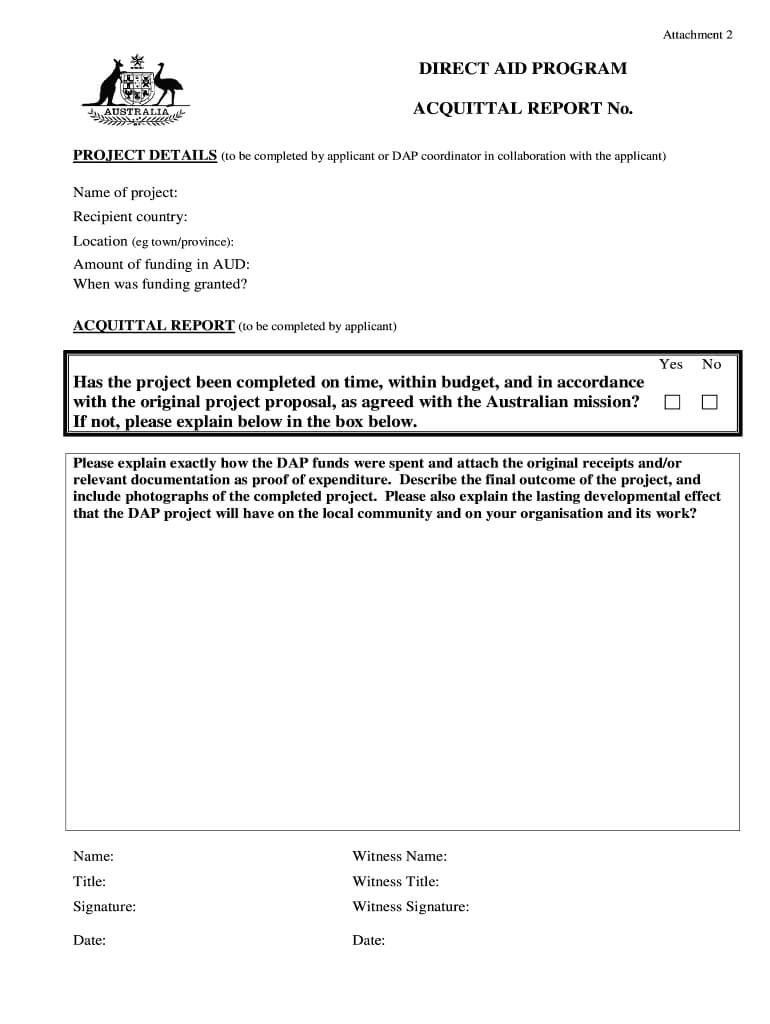 Acquittal Form – Fill Online, Printable, Fillable, Blank Throughout Acquittal Report Template