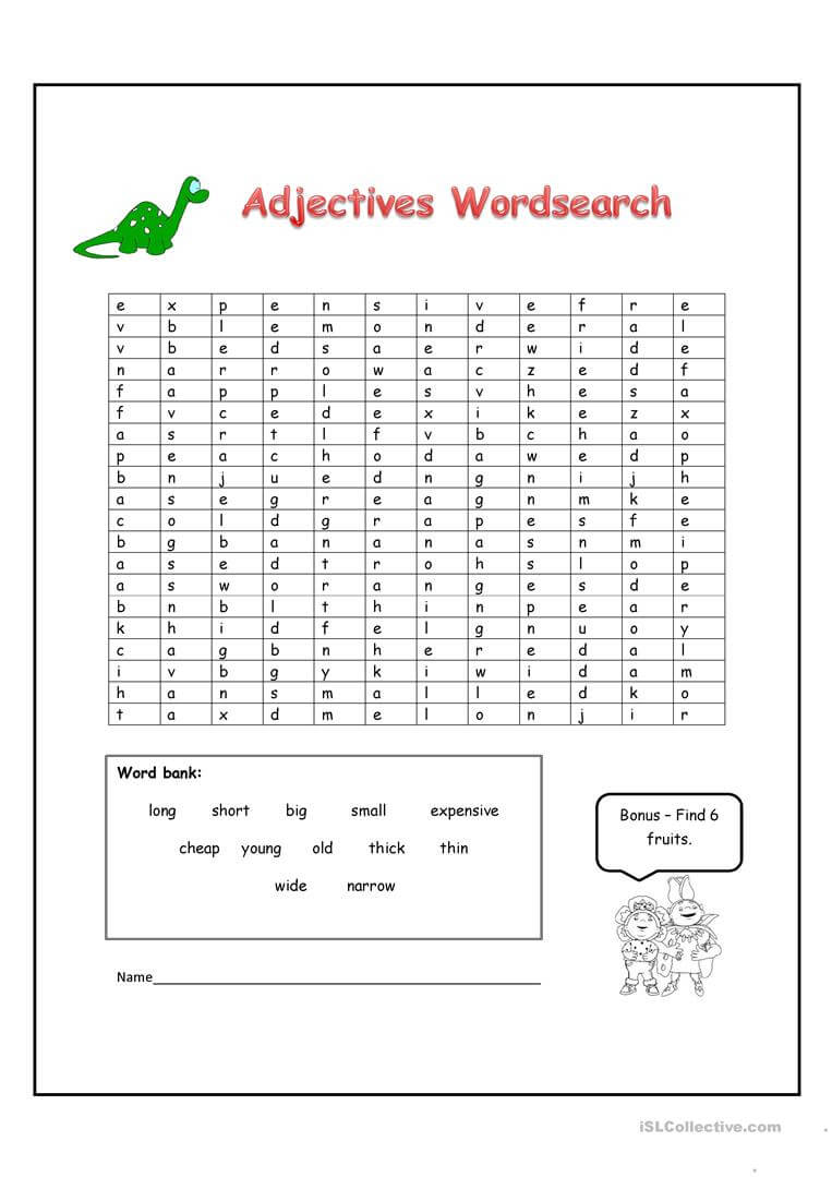 Adjectives Word Search – English Esl Worksheets In Word Sleuth Template