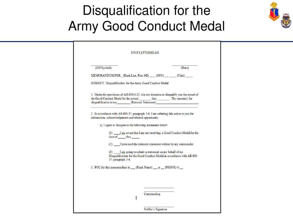 Administer Awards And Decorations – Ppt Download For Army Good Conduct Medal Certificate Template