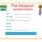 Adoption Certificate Template Fast Pet Adoption Certificate Pertaining To Pet Adoption Certificate Template