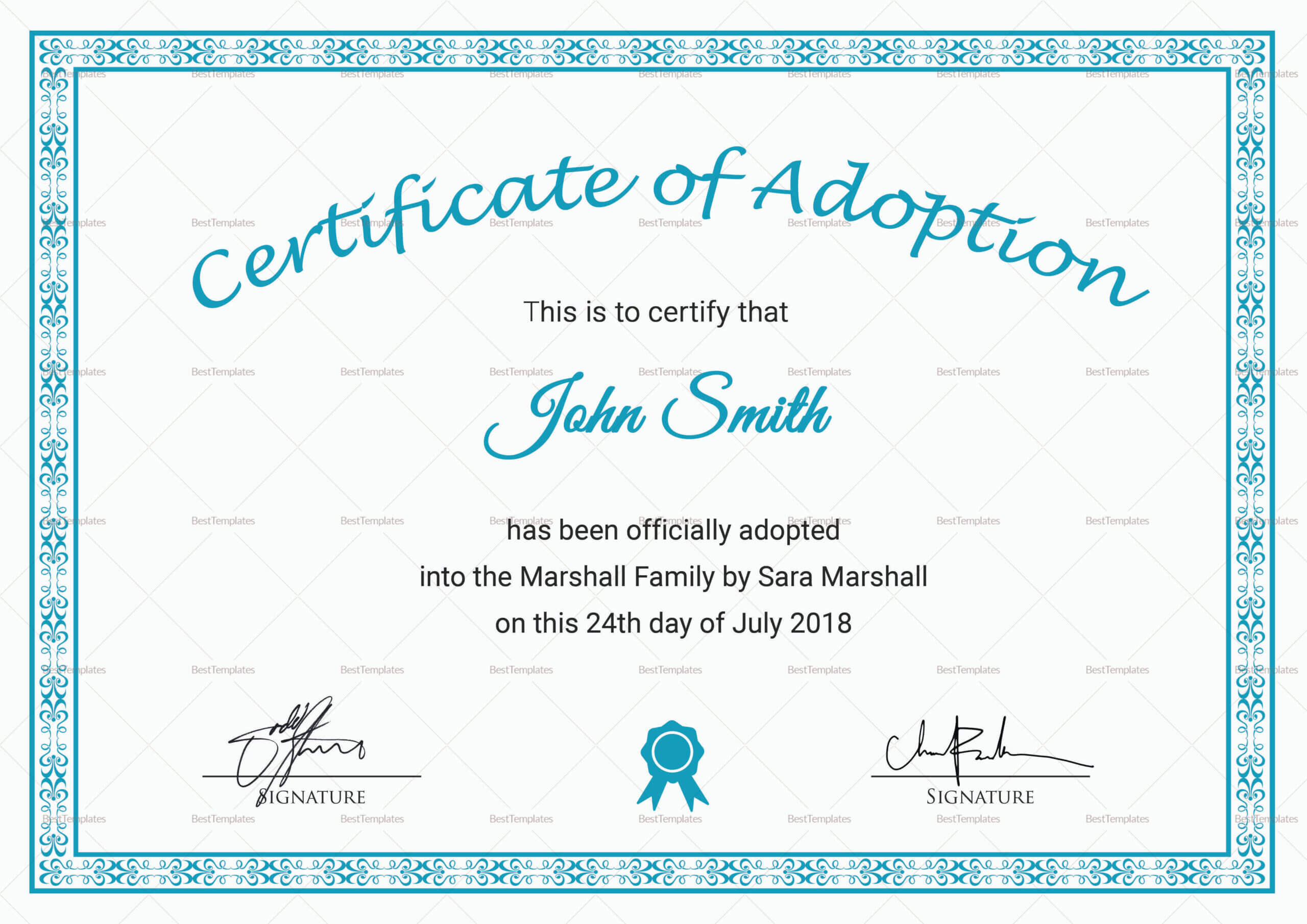 Adoption Certificate Template – Zohre.horizonconsulting.co With Pet Adoption Certificate Template