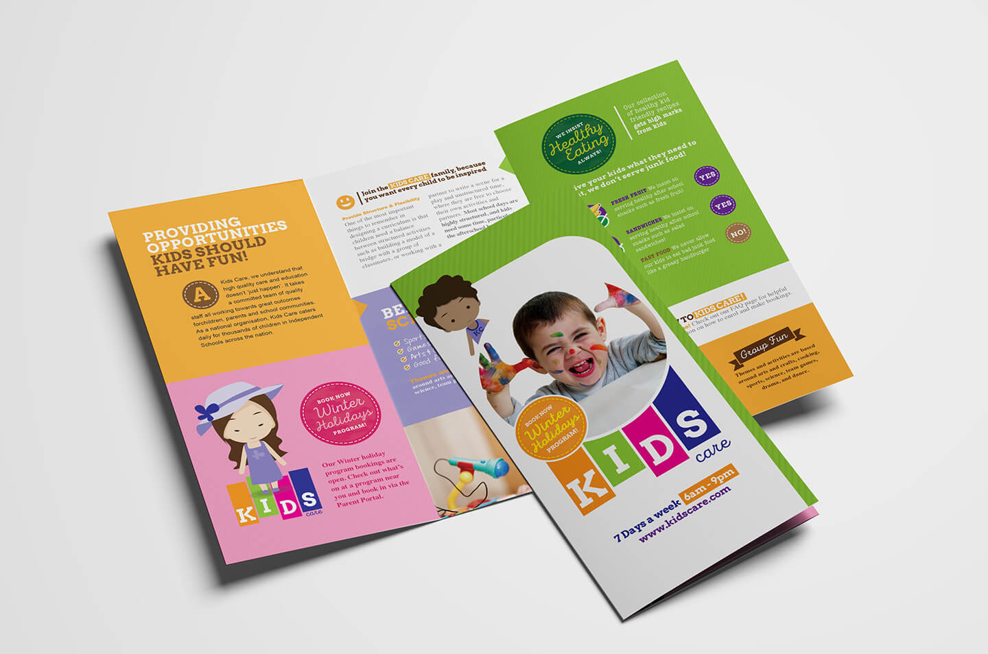 After School Care Tri Fold Brochure Template In Psd, Ai Pertaining To 3 Fold Brochure Template Psd