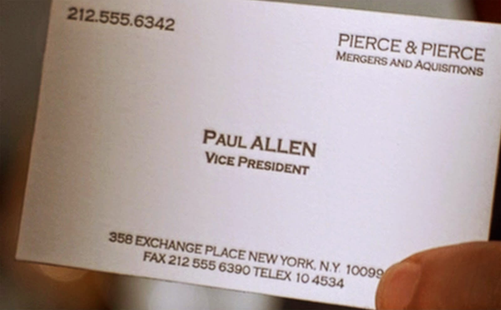 American Psycho – Was The Typo In Paul Allen's Busines Card Pertaining To Paul Allen Business Card Template