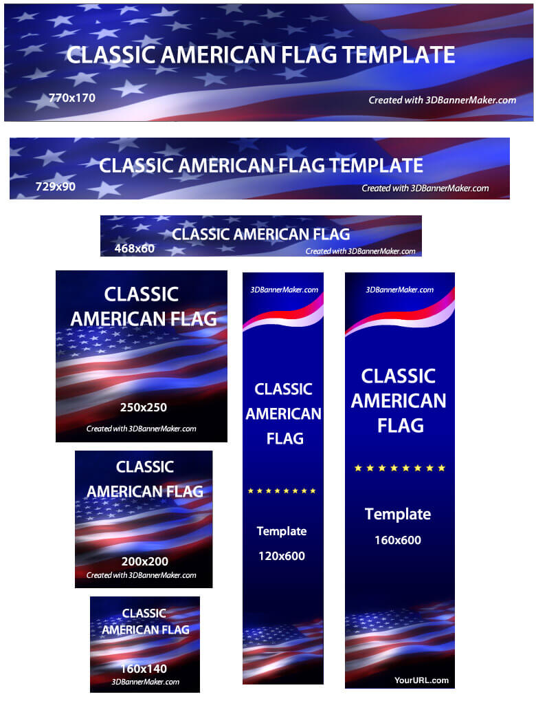 Animated Classic American Flag Flash Banner . Customize Inside Animated Banner Template