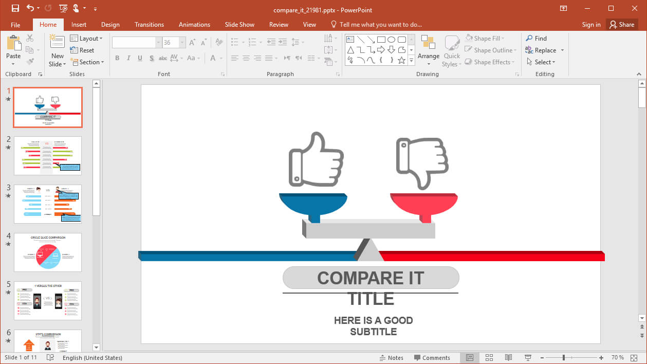 Animated Compare It Powerpoint Template Inside What Is Template In Powerpoint