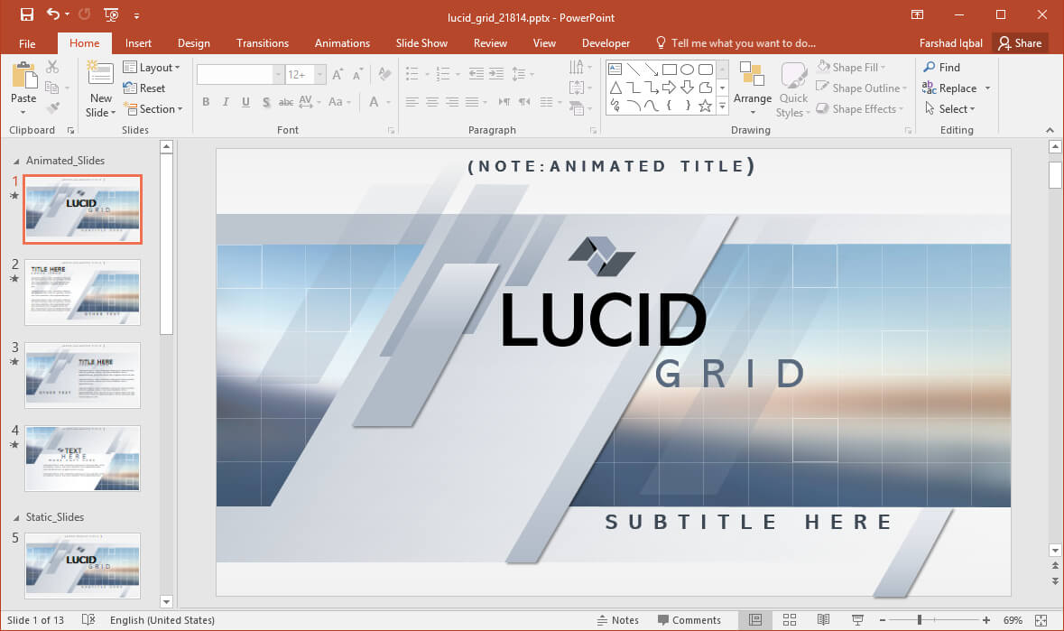 Animated Lucid Grid Powerpoint Template Pertaining To Replace Powerpoint Template