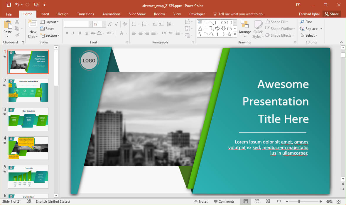 Animated Wrapping Shapes Powerpoint Template Within Powerpoint Replace Template