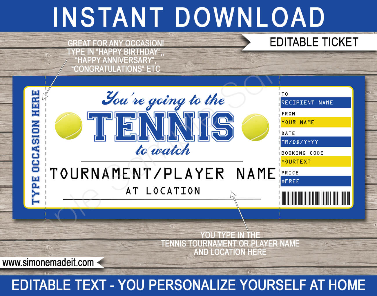 Any Occasion Tennis Gift Tickets Regarding Tennis Gift Certificate Template